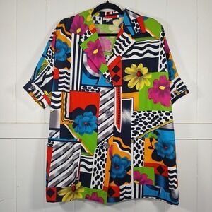 Vintage BYBLOS Jacket  Blazer Top Floral Geo Print Women's 40 SS Made in Italy